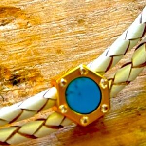 LIZA Schwartz leather choker with genuine turquoise brand new